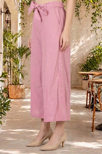Pink Solid Rayon Wide Leg Palazzo