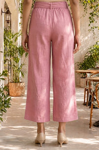 Pink Solid Rayon Wide Leg Palazzo