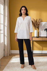 Black Mid Rise Ankle Length Straight Fit Pants