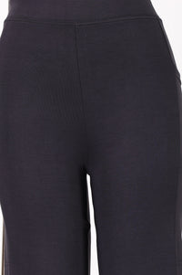 Black Mid Rise Ankle Length Straight Fit Pants