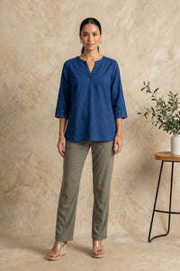 Olive Modal Solid Mid Rise Ankle Length Pants