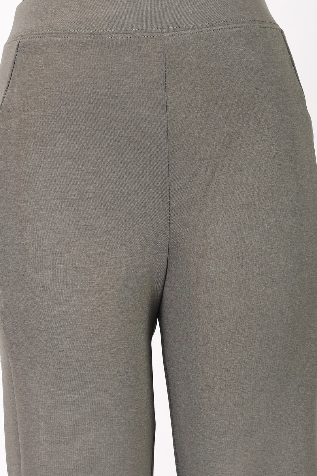 Olive Modal Solid Mid Rise Ankle Length Pants