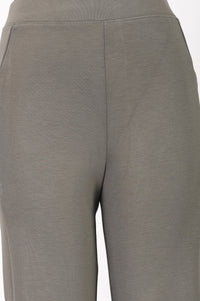Olive Modal Solid Mid Rise Ankle Length Pants