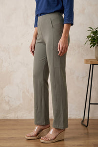 Olive Modal Solid Mid Rise Ankle Length Pants