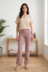Pink Mid Rise Ankle Length Straight Fit Pants