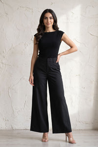 Black High Rise Wide-Leg Pants