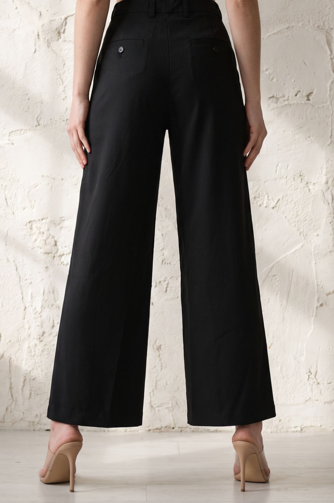 Black High Rise Wide-Leg Pants