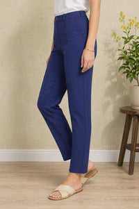 Navy Blue Solid Straight Fit Ankle Length Work Pant