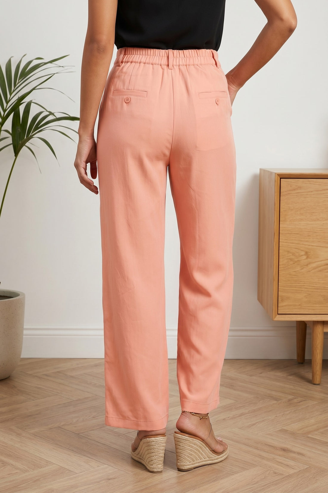 Peach Wide-Leg Ankle Length Palazzo Pants