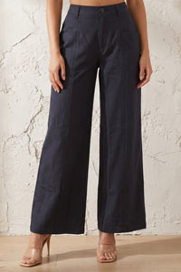Charcoal Solid Cotton Linen Ankle Length Boss pant