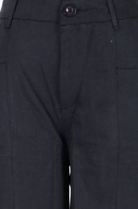 Charcoal Solid Cotton Linen Ankle Length Boss pant