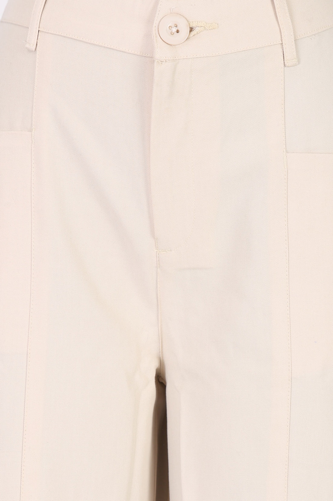 Cream High Rise Wide-Leg Ankle Length Pants