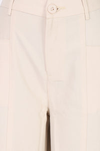 Cream High Rise Wide-Leg Ankle Length Pants
