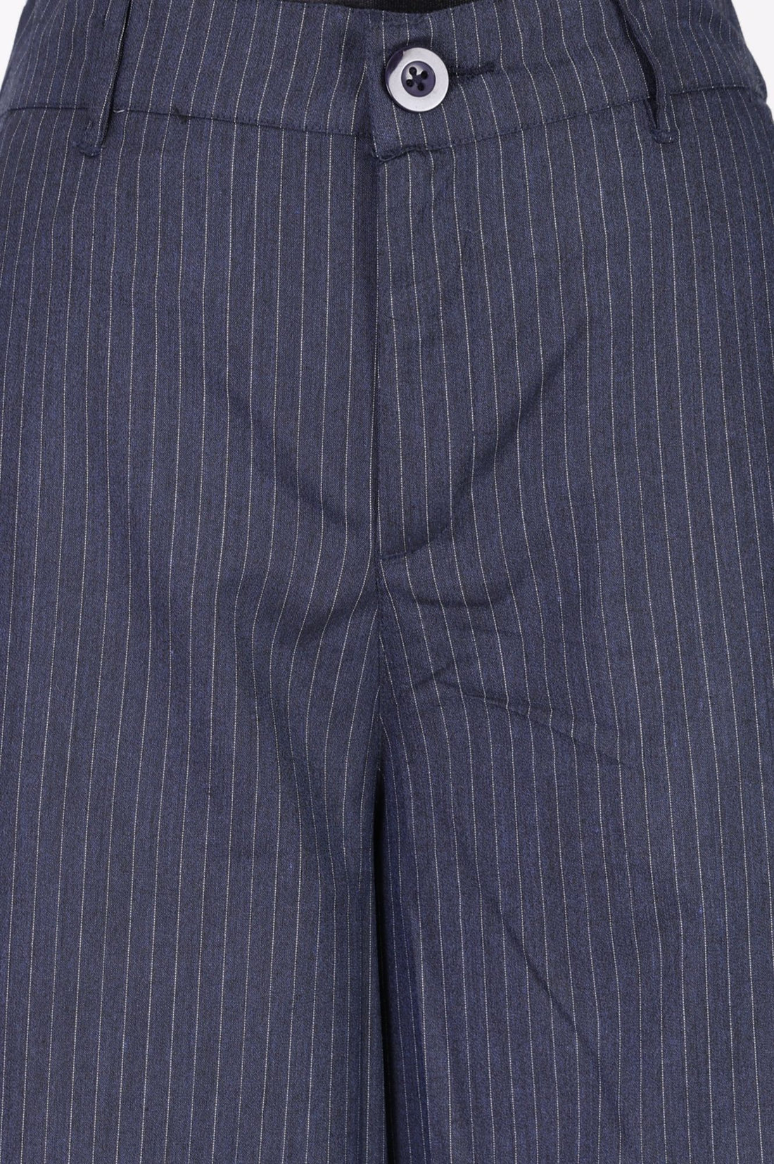 Navy Blue Striped Pinstripe Buttons Wide Leg Mid Rise Boss pant