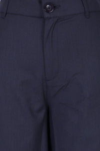 Navy Blue Wide-Leg Ankle Length Pants