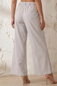 Beige Solid Ankle Length High Rise Boss pant