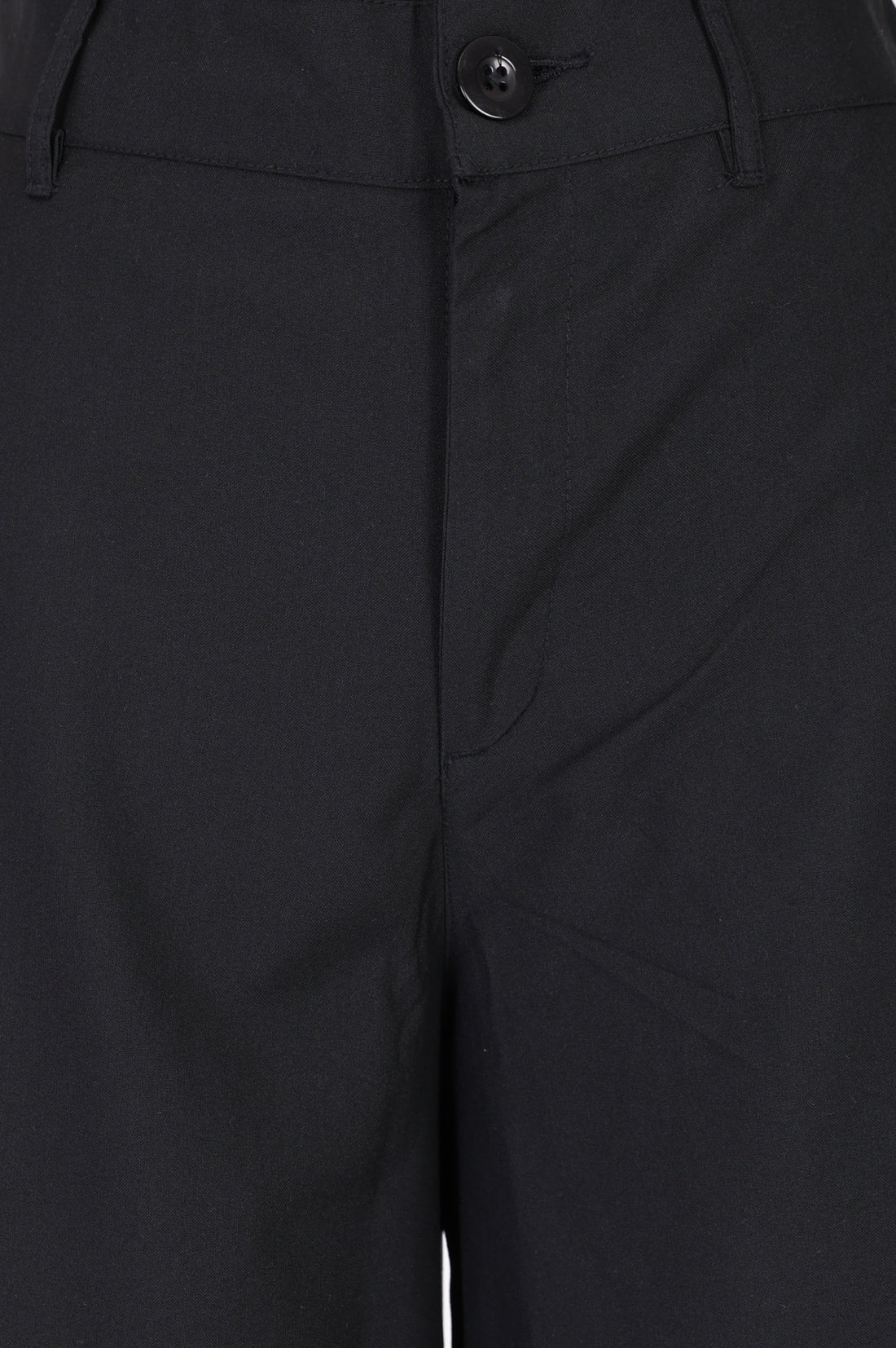 Black Solid Wide Leg Ankle Length Boss pant