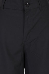 Black Solid Wide Leg Ankle Length Boss pant