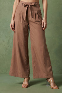 Brown Wide-Leg Ankle Length Boss Pant