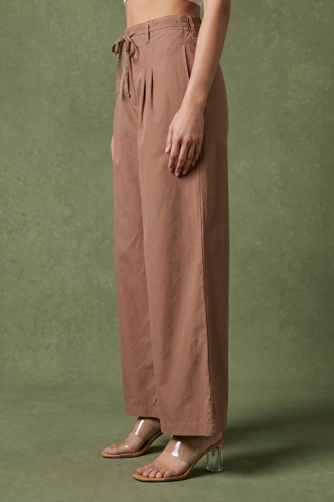Brown Wide-Leg Ankle Length Boss Pant