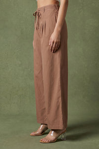 Brown Wide-Leg Ankle Length Boss Pant