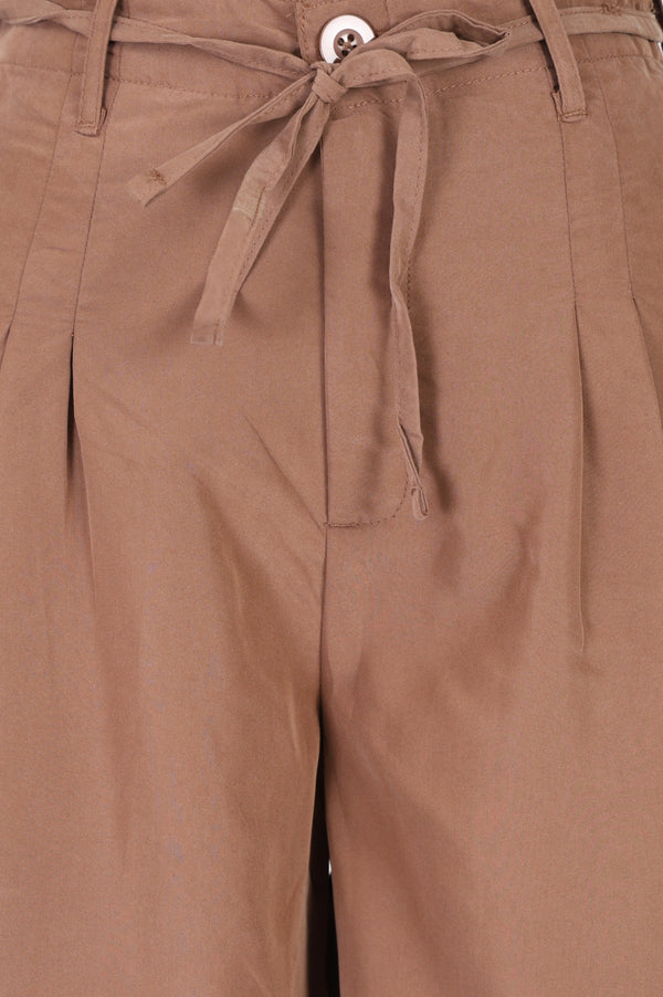 Brown Wide-Leg Ankle Length Boss Pant