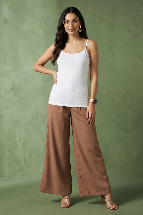 Brown Wide-Leg Ankle Length Boss Pant