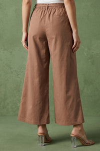 Brown Wide-Leg Ankle Length Boss Pant