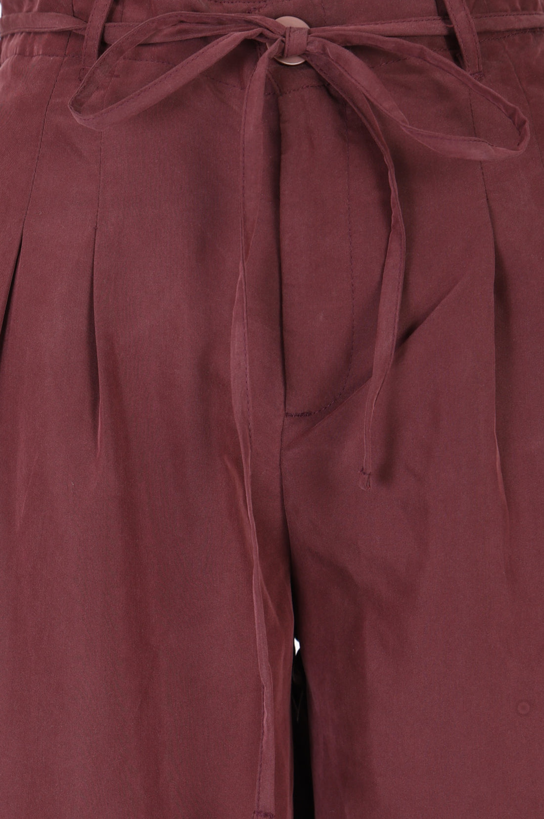 Maroon High Rise Wide-Leg Ankle Length Pants