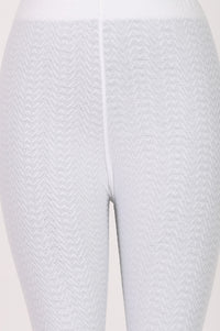 White Chevron Pattern Cotton Blend Leggings