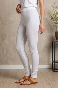 White Chevron Pattern Cotton Blend Leggings