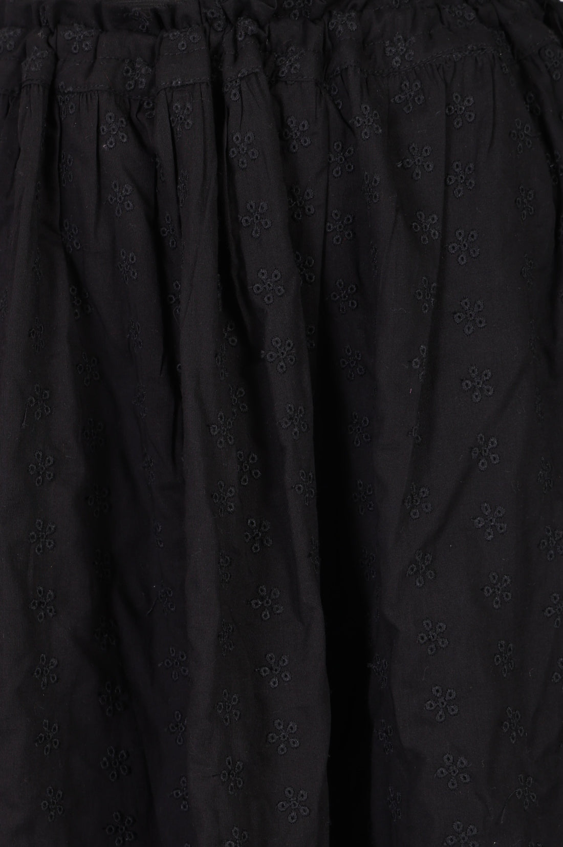 Black Schiffli Pure Cotton Flared Skirt