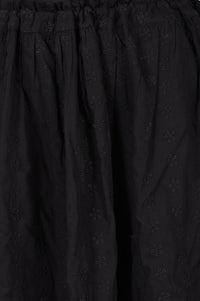 Black Schiffli Pure Cotton Flared Skirt