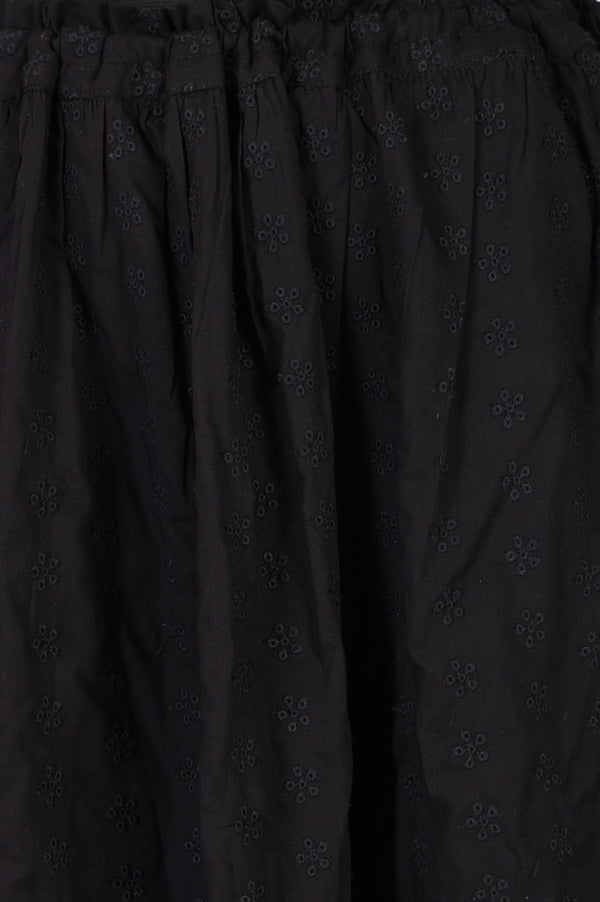 Black Schiffli Pure Cotton Flared Skirt
