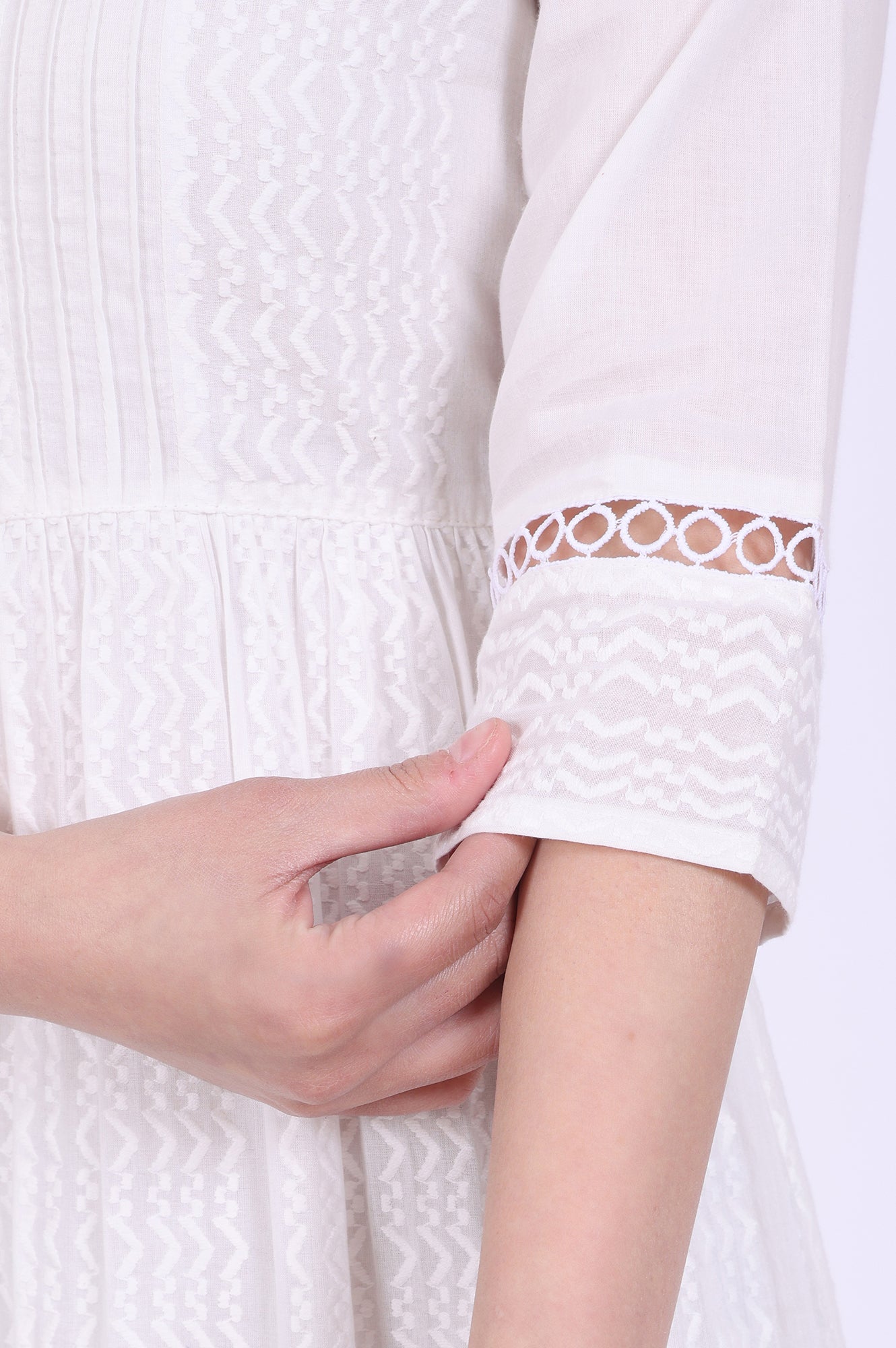 Buy White Solid A-Line Pure Cotton Dresses Online for Woman