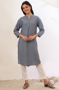 Blue Yarn Dyed Straight Denim Kurta