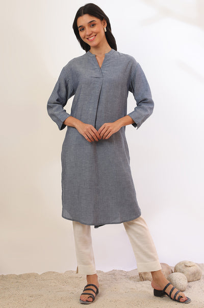 Blue Yarn Dyed Straight Denim Kurta