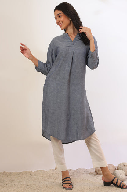 Blue Yarn Dyed Straight Denim Kurta