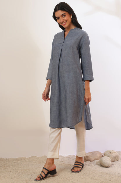 Blue Yarn Dyed Straight Denim Kurta