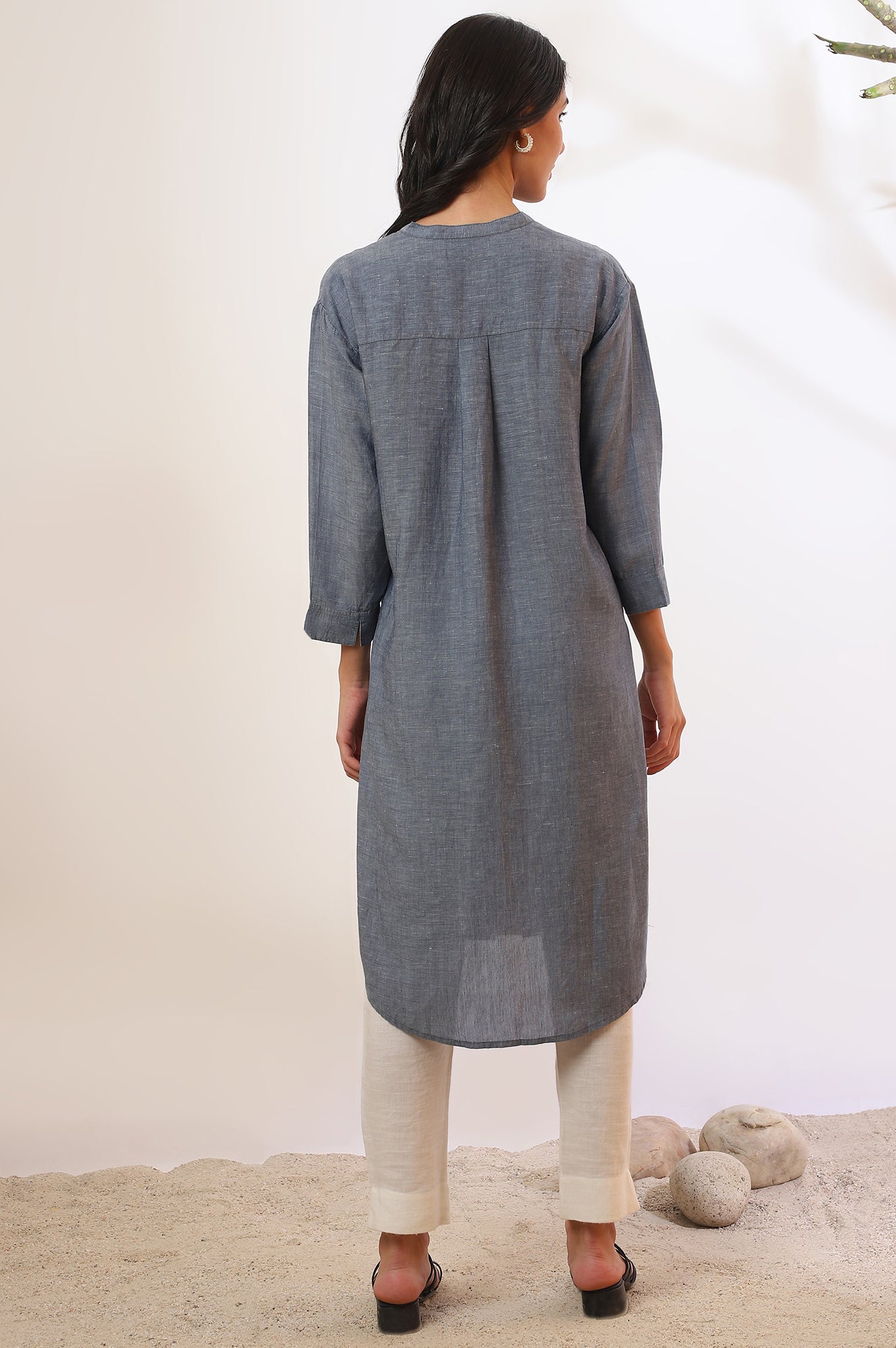 Blue Yarn Dyed Straight Denim Kurta