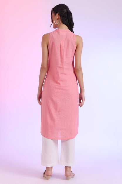 Pink Solid Straight Pure Cotton Kurta