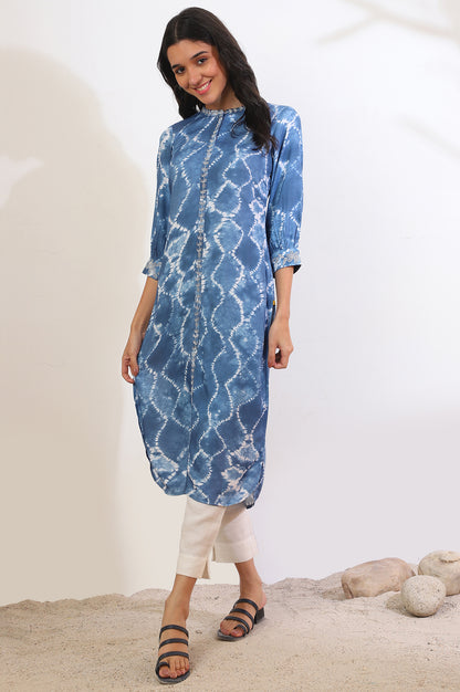 Blue Printed ZariA-Line Kurta