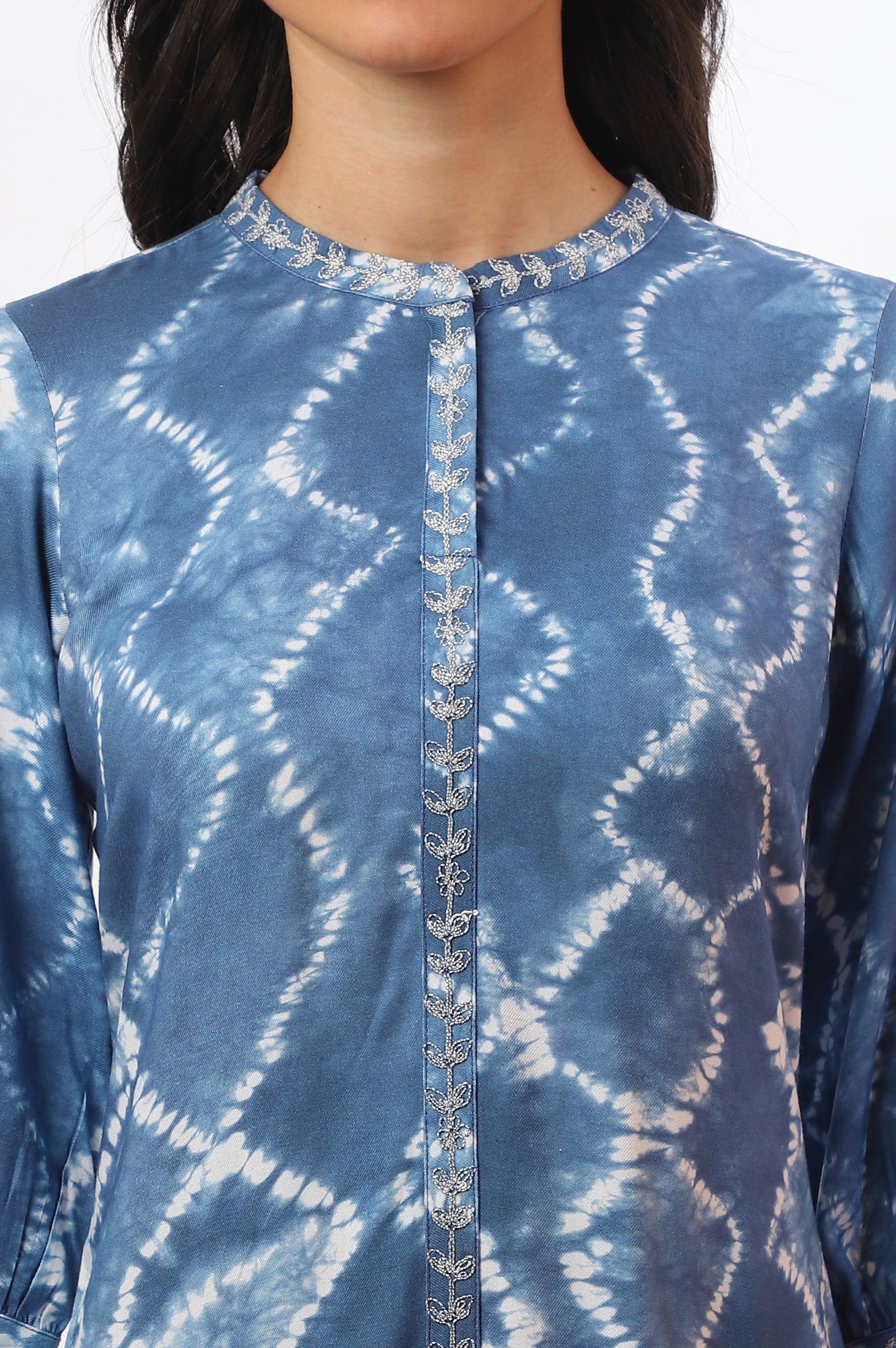 Blue Printed ZariA-Line Kurta