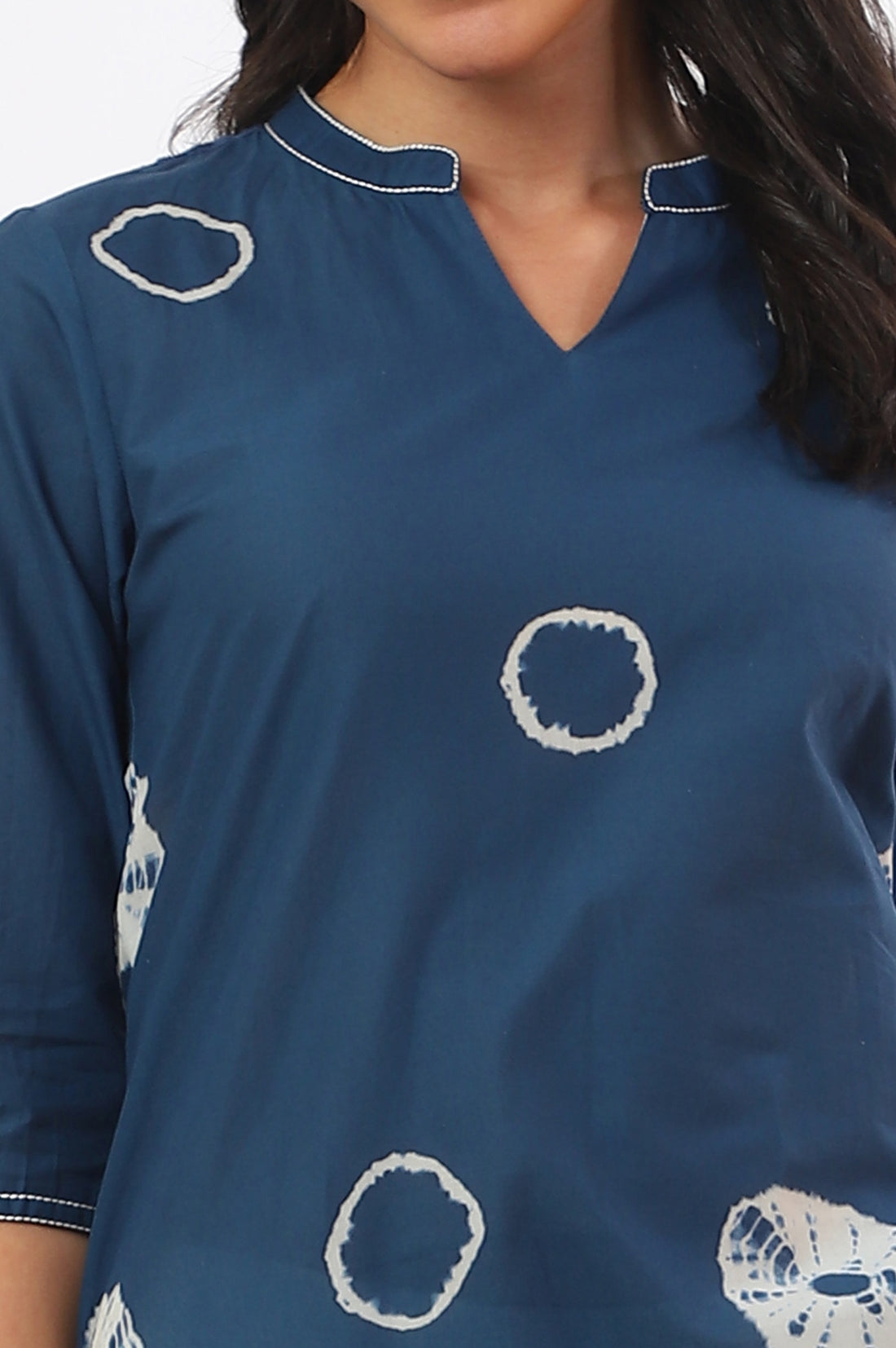 Blue Shibori Printed A-Line Pure Cotton Kurta