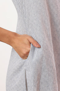 Blue Yarn Dyed Straight Cotton Flax Kurta