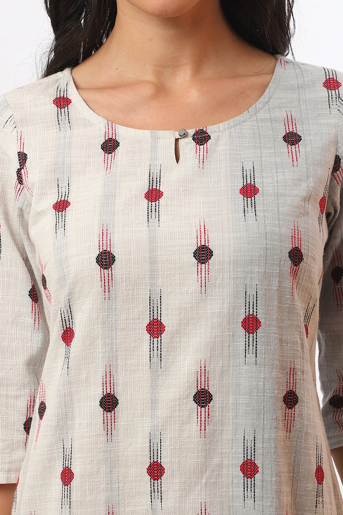 Grey Yarn Dyed Straight Pure Cotton Kurta