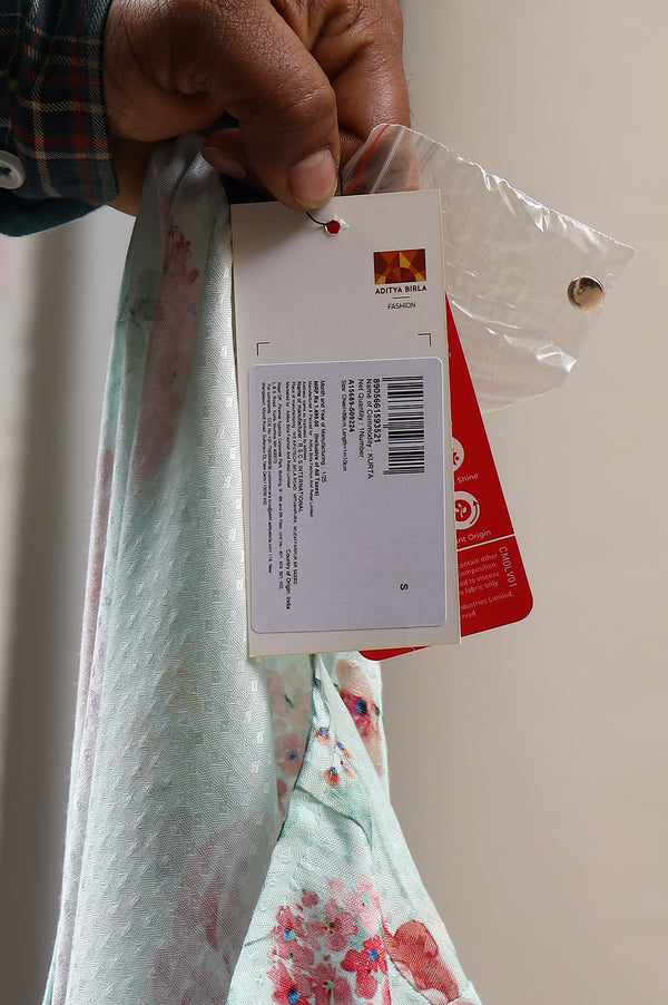 Bermuda Blue Digital Floral Printed Rayon Straight Kurta