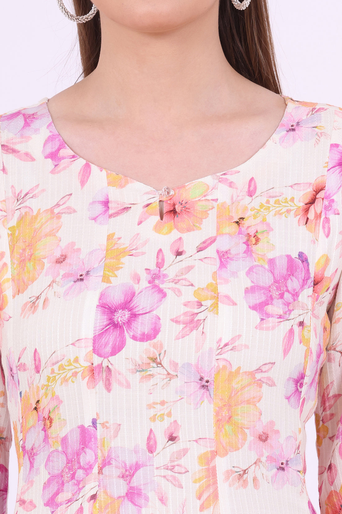 Multicolour Printed Flarred Rayon Kurta