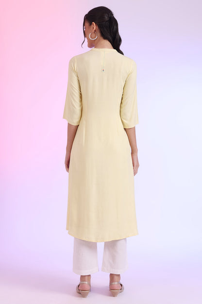 Yellow Solid A-Line Rayon Kurta