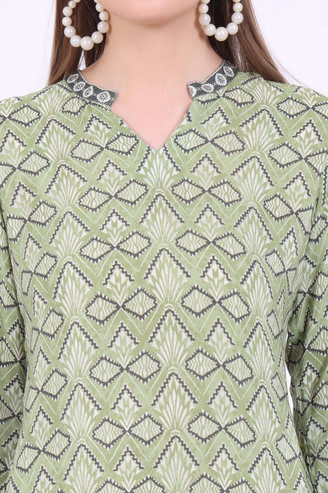 Green Printed Straight Modal Kurta
